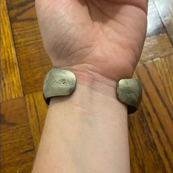 Horn and Sterling Silver Bangle Bracelet - Picture 2 of 6